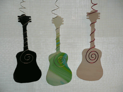 Hand Cut Glass Acoustic Guitar Ornaments